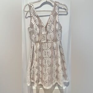 Lulu’s white Dress - white lace / cream, small Tank top, mid thigh length